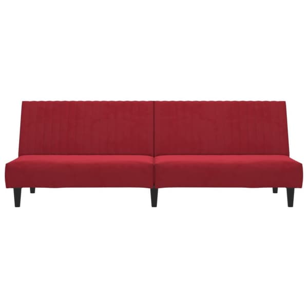 Bäddsoffa 2-sits vinröd sammet