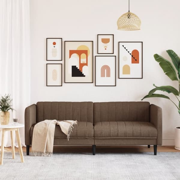 Soffa 3-sits brun konstmocka