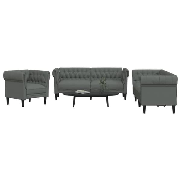 3-osainen lounge-setti, tummanharmaa, verhoiltu kankaalla