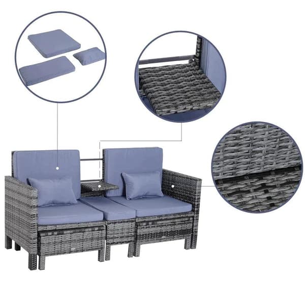 Rootz Double Sofa - Garden Sofa - Garden Furniture - Garden Set - Seater Sofa - 2 x Stool Cushions