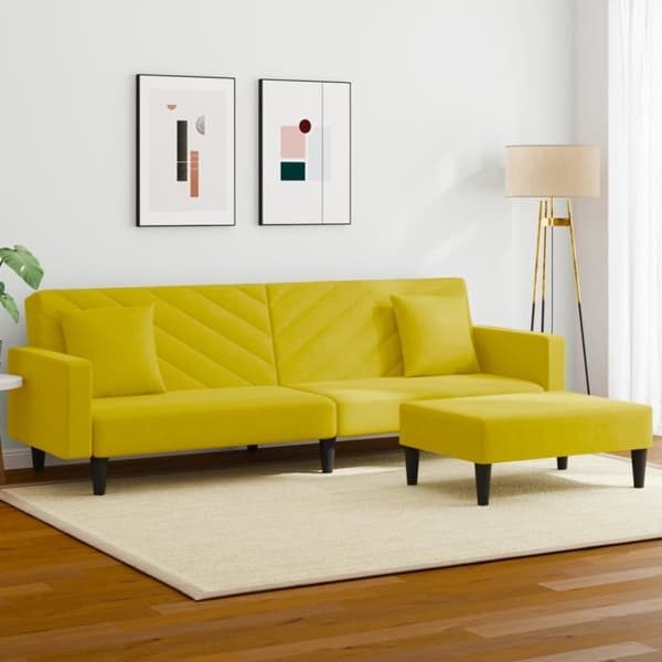 vidaXL sofasæt 2 dele med puder velour gul