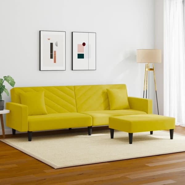 vidaXL sofasæt 2 dele med puder velour gul