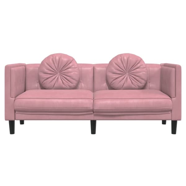vidaXL Soffa med kuddar 2-sits rosa sammet