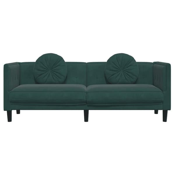vidaXL 3-personers sofa med hynder velour mørkegrøn