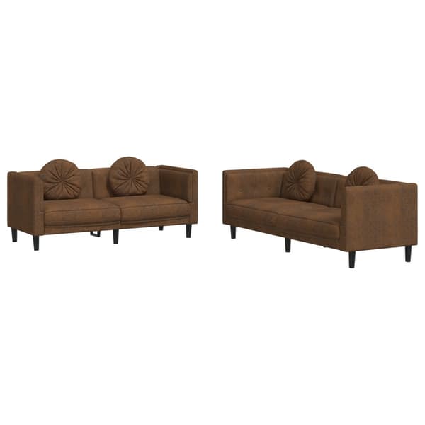 vidaXL sofasæt 2 dele med puder velour brun
