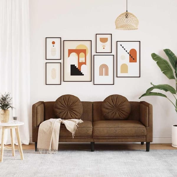 vidaXL 2-personers sofa med hynder velour brun