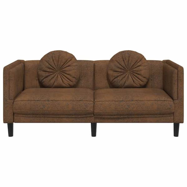 vidaXL 2-personers sofa med hynder velour brun