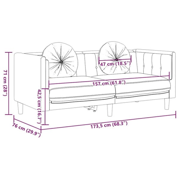 vidaXL 2-personers sofa med hynder velour brun