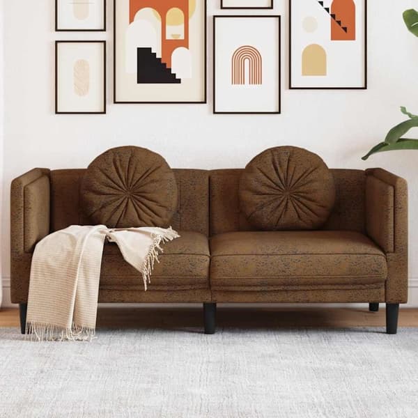 vidaXL 2-personers sofa med hynder velour brun