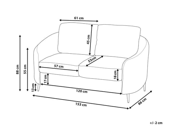Sofa Lysegrå Stoff Møbeltrekk Gull Ben 2-seters Loveseat Retro
