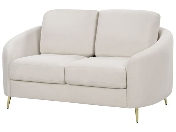 Sofa Lysegrå Stoff Møbeltrekk Gull Ben 2-seters Loveseat Retro