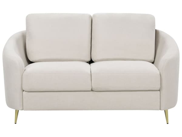 Sofa Lysegrå Stoff Møbeltrekk Gull Ben 2-seters Loveseat Retro