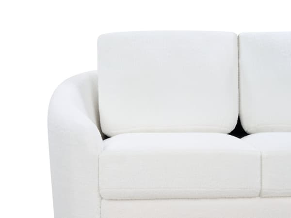 Sofa Hvit Boucle Møbeltrekk Gull Ben 3-seters Retro Stue