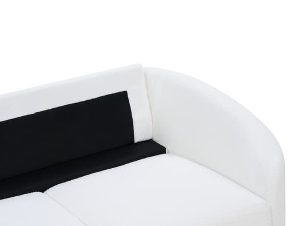 Sofa Hvit Boucle Møbeltrekk Gull Ben 3-seters Retro Stue