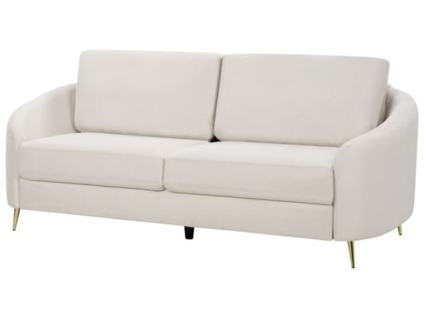 Sofa Lysebeige Stoff Møbeltrekk Gull Ben 3-seters Retro Stue