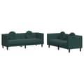 Miniatyrbillede 1 af 9: vidaXL sofasæt 2 dele med puder velour mørkegrøn