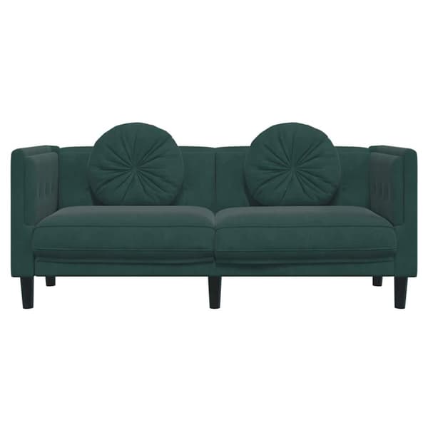 vidaXL Soffa med kuddar 2-sits mörkgrön sammet