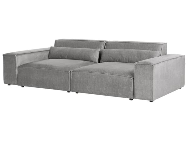 2-seters Modulær Sofa Grå Seksjonssofa Stoff med Svarte Ben Moderne Stue