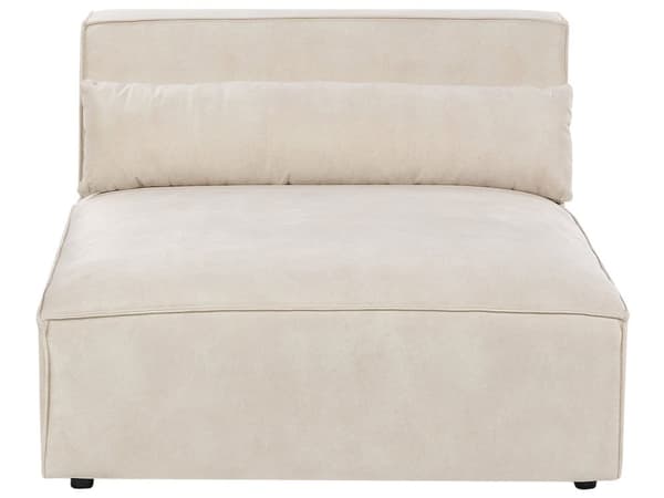 2-seters Armløs Modulær Sofa Beige Seksjonssofa Fløyel med Svarte Ben Moderne Stue