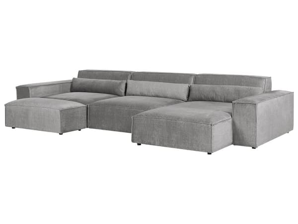 Moduulikulmasohva ja rahi harmaa polyesteri kangas verhoilu vasenk. 3 hengelle modulaarinen moderni tyyli