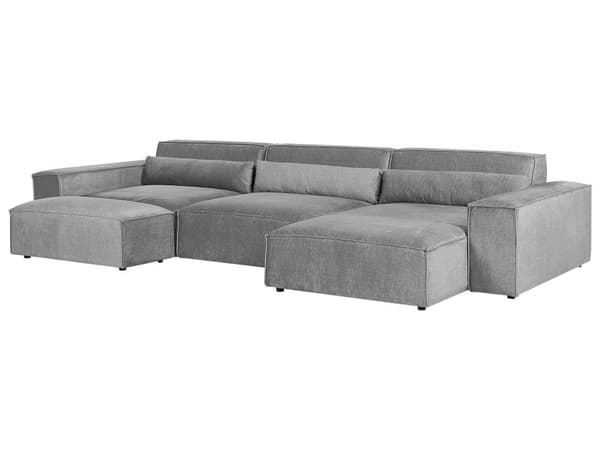 Moduulikulmasohva ja rahi harmaa polyesteri kangas verhoilu vasenk. 3 hengelle modulaarinen moderni tyyli