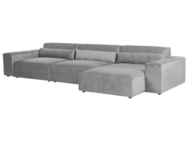 Moduulikulmasohva ja rahi harmaa polyesteri kangas verhoilu vasenk. 3 hengelle modulaarinen moderni tyyli