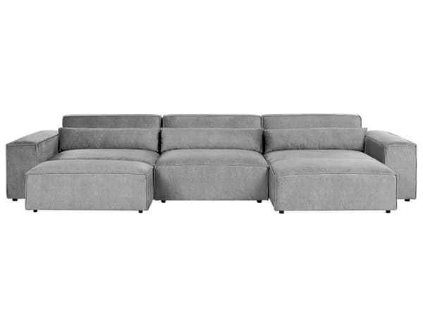 Moduulikulmasohva ja rahi harmaa polyesteri kangas verhoilu vasenk. 3 hengelle modulaarinen moderni tyyli