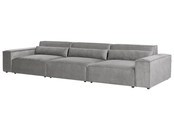 Moduulisohva harmaa polyesteri kangas verhoilu 3 hengelle modulaarinen moderni tyyli