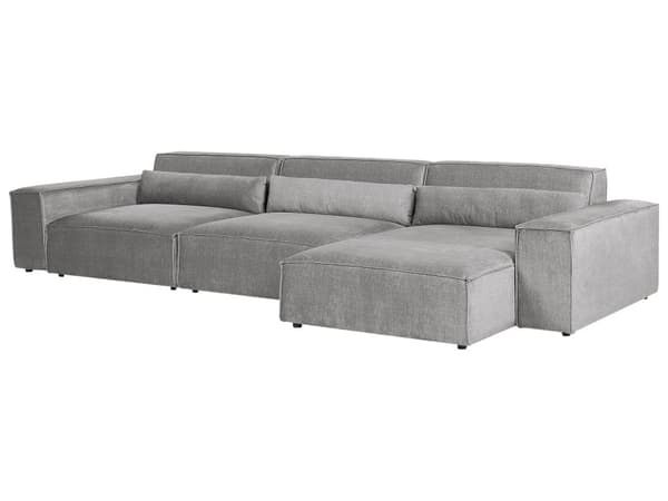 Moduulikulmasohva harmaa polyesteri kangas verhoilu vasenk. 3 hengelle modulaarinen moderni tyyli