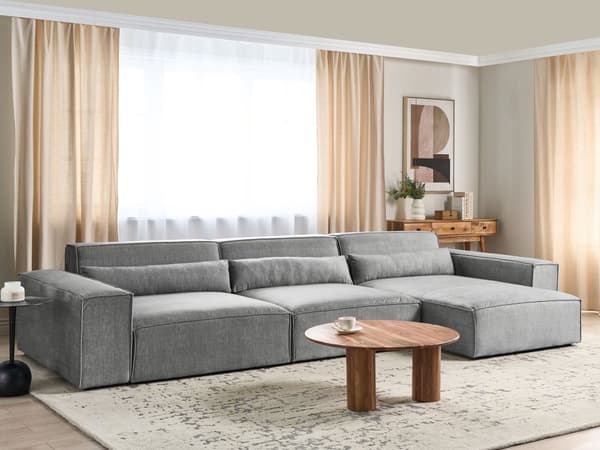 Moduulikulmasohva harmaa polyesteri kangas verhoilu vasenk. 3 hengelle modulaarinen moderni tyyli