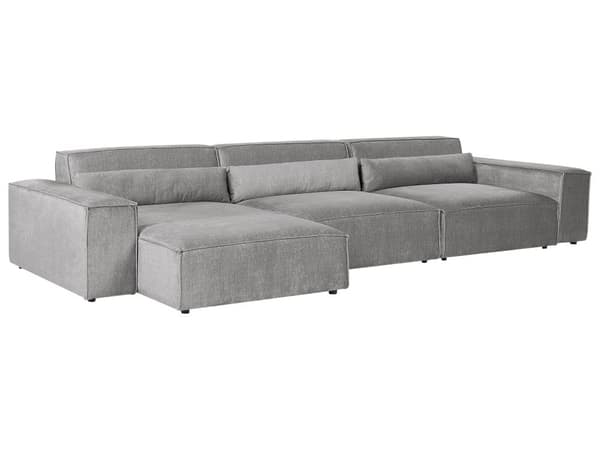 Moduulikulmasohva harmaa polyesteri kangas verhoilu oikea 3 hengelle modulaarinen moderni tyyli