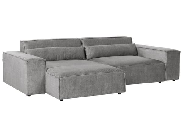 Moduulikulmasohva harmaa polyesteri kangas verhoilu oikea 2 hengelle modulaarinen moderni tyyli