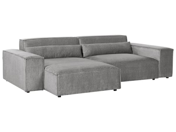 Moduulikulmasohva harmaa polyesteri kangas verhoilu oikea 2 hengelle modulaarinen moderni tyyli