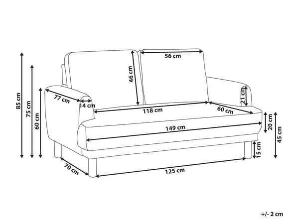 2-seters Sofa Off-White Polyester Stoff Treben Loveseat Sofa Retro Minimalistisk Stuemøbler