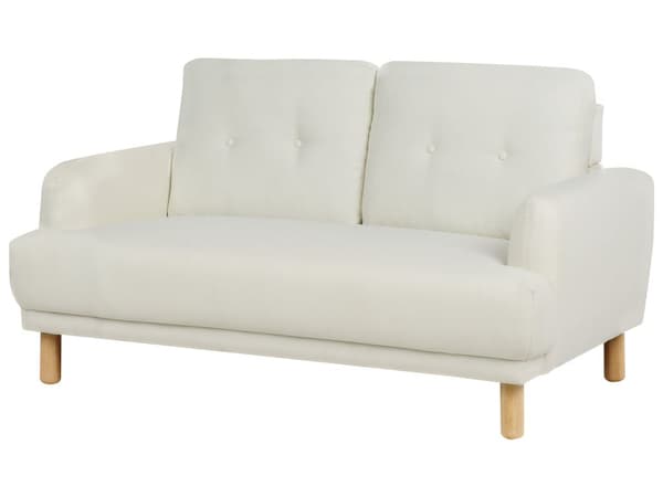 2-seters Sofa Off-White Polyester Stoff Treben Loveseat Sofa Retro Minimalistisk Stuemøbler