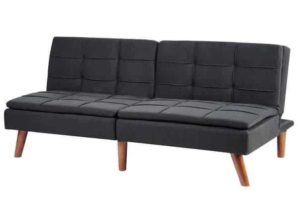 Sovesofa Svart 3-seter Quiltet møbeltrekk Click Clack Delt rygg Metallben