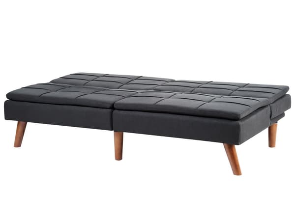 Sovesofa Svart 3-seter Quiltet møbeltrekk Click Clack Delt rygg Metallben