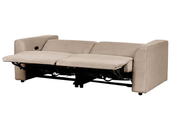 Elektrisk elektrisk hvilestol Sofa Sandbeige Kordfløyel 2 seter Justerbar Fotstøtte og Nakkestøtte med USB-port