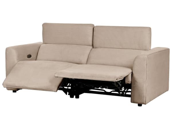 Elektrisk elektrisk hvilestol Sofa Sandbeige Kordfløyel 2 seter Justerbar Fotstøtte og Nakkestøtte med USB-port