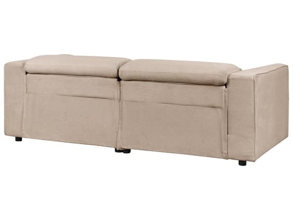 Elektrisk elektrisk hvilestol Sofa Sandbeige Kordfløyel 2 seter Justerbar Fotstøtte og Nakkestøtte med USB-port