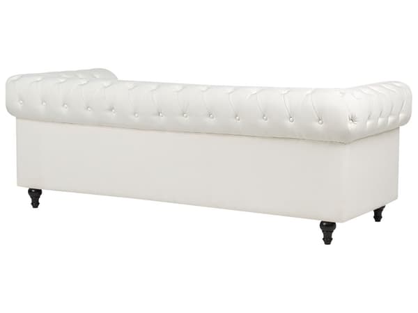 Sohva luonnonvalkoinen kolmelle kangasverhoilu chesterfield vintage-tyyli