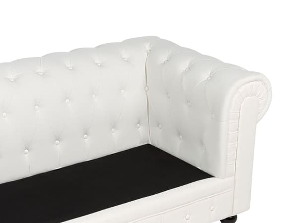 Sohva luonnonvalkoinen kolmelle kangasverhoilu chesterfield vintage-tyyli