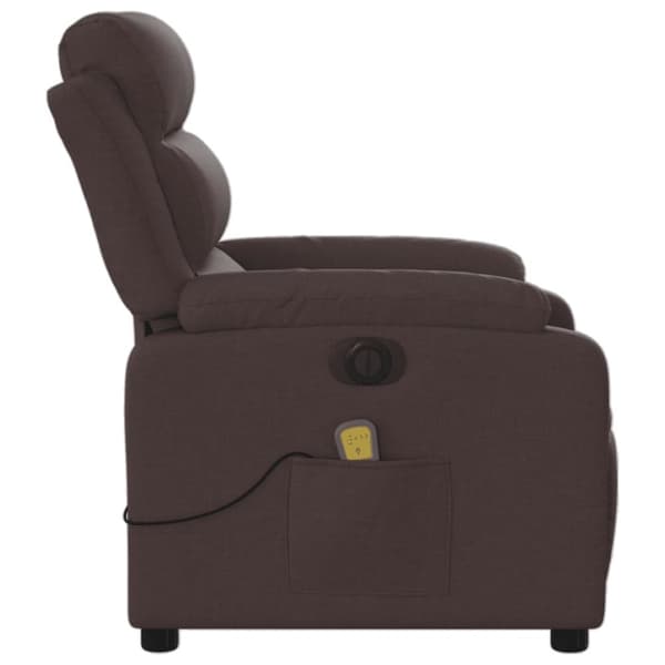 vidaXL Elektrisk massagefåtölj mörkbrun tyg