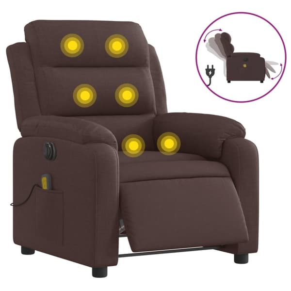 vidaXL Elektrisk massagefåtölj mörkbrun tyg