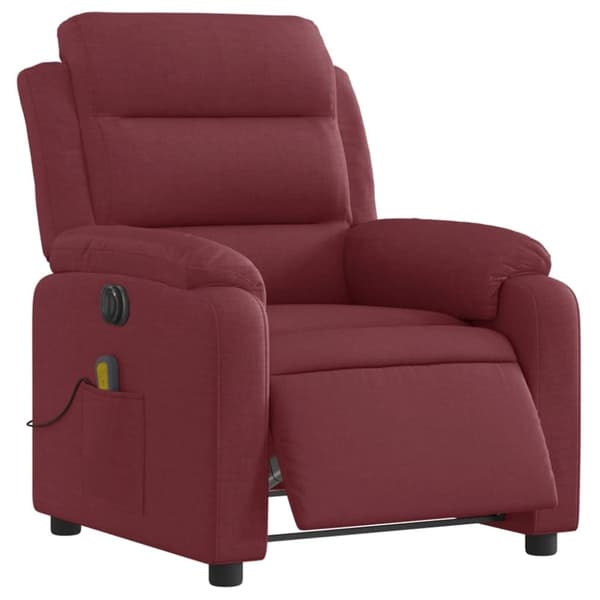 vidaXL Elektrisk massagefåtölj vinröd tyg
