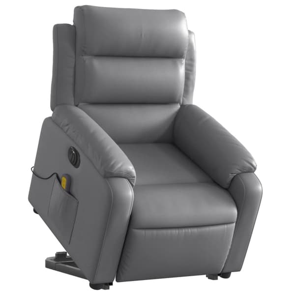 vidaXL Massagefåtölj med uppresningshjälp grå konstläder
