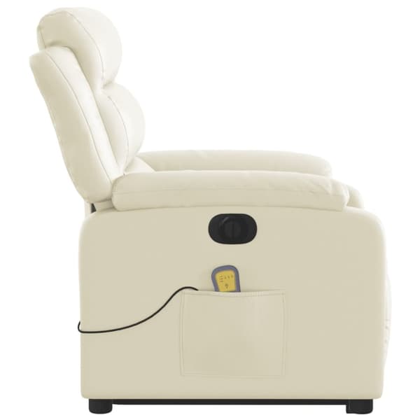 vidaXL Massagefåtölj med uppresningshjälp gräddvit konstläder