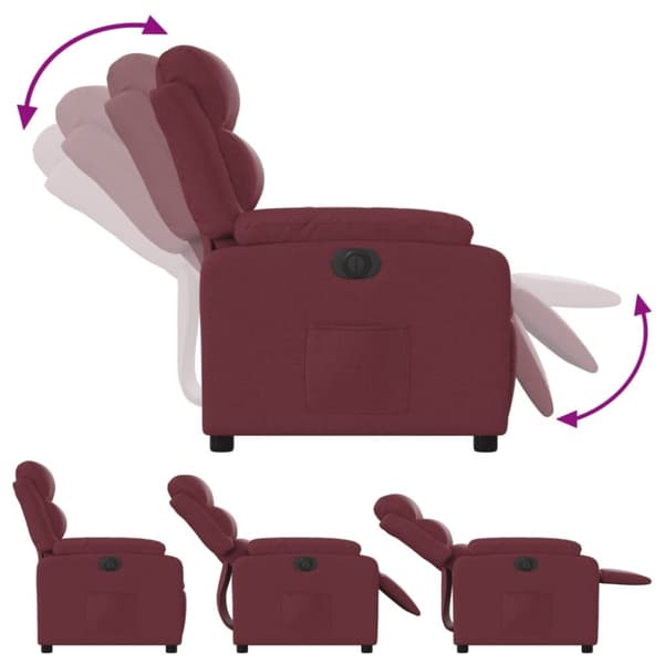vidaXL Elektrisk reclinerfåtölj vinröd tyg