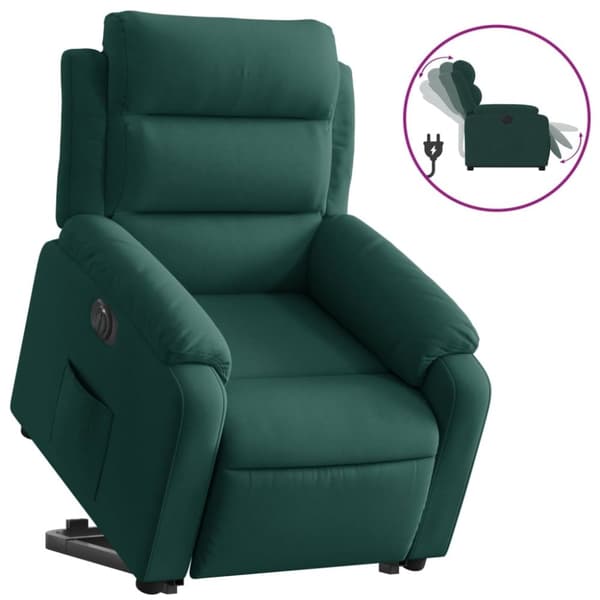 vidaXL Elektrisk reclinerfåtölj med uppresningshjälp mörkgrön sammet