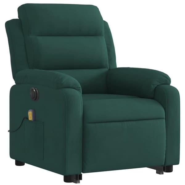 vidaXL massagestol med løftefunktion velour mørkegrøn